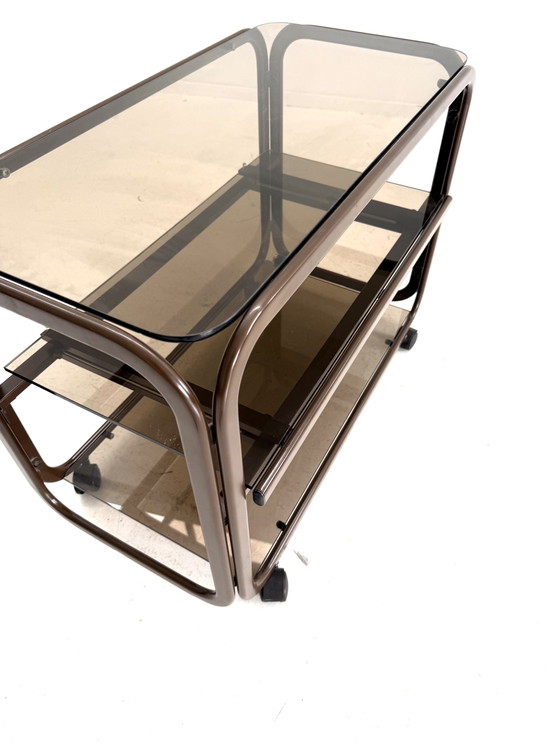 Vintage Smoked Glass & Metal Audio Furniture ‘80s – Consoles (photo 7 of 9)