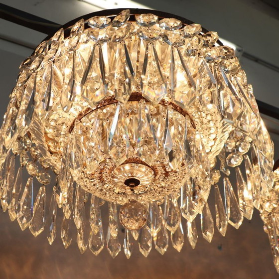 Image 1 of Spectacular Chandeliers with Large Crystal Drops, Italy Early 20th Century