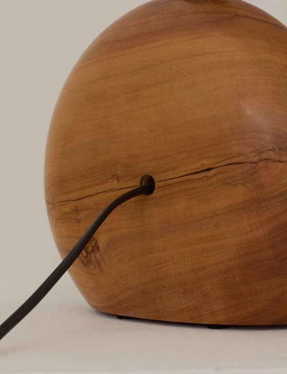 Image 1 of Pied de lampe artisanal en bois massif (Olivier) vintage Circa 1970