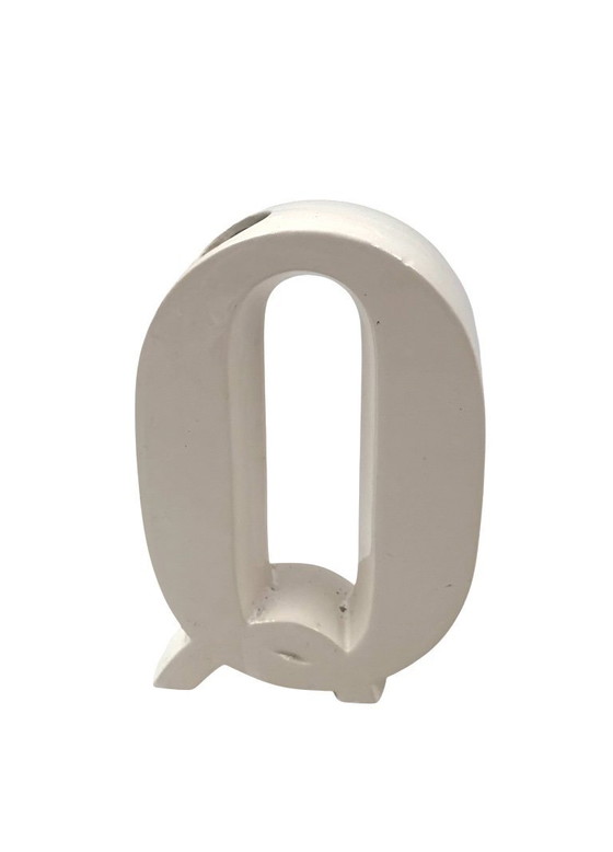 Image 1 of Space age white Q letter shaped ceramic solifleur vase, Marcel Radureau France ca. 1970