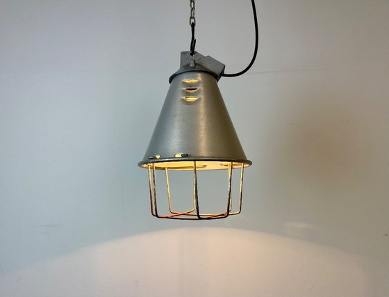 Image 1 of Grey Industrial Aluminium Cage Pendant Lamp, 1970s