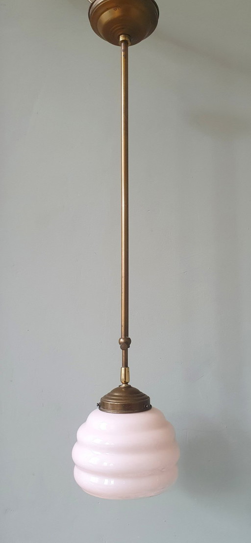 Vintage Art Deco Rose Pendant Lamp - Hanging Lamp - Bubble Shape