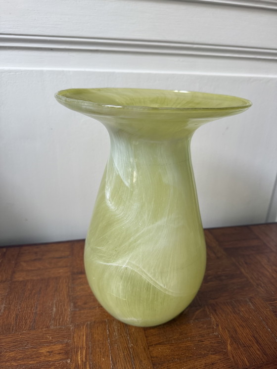 Image 1 of Yellow glass vase, hand-painted cold