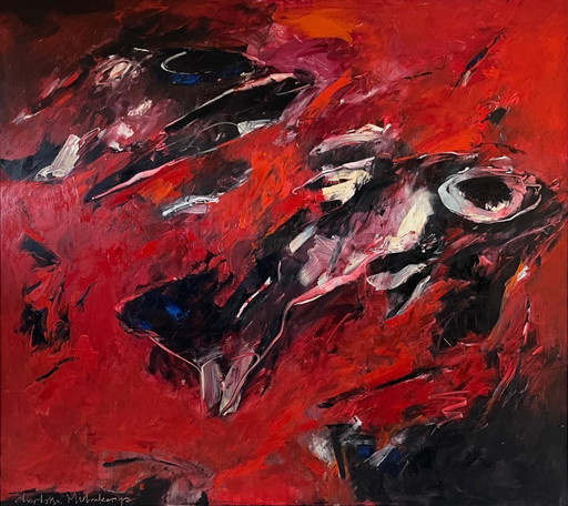 Charlotte Molenkamp - Painting with a fish, oil on canvas, very large