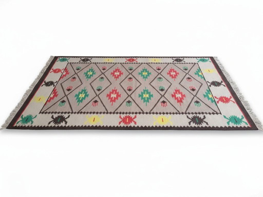 Tapis géométrique typique des années 1960, style bruxellois, KELIM