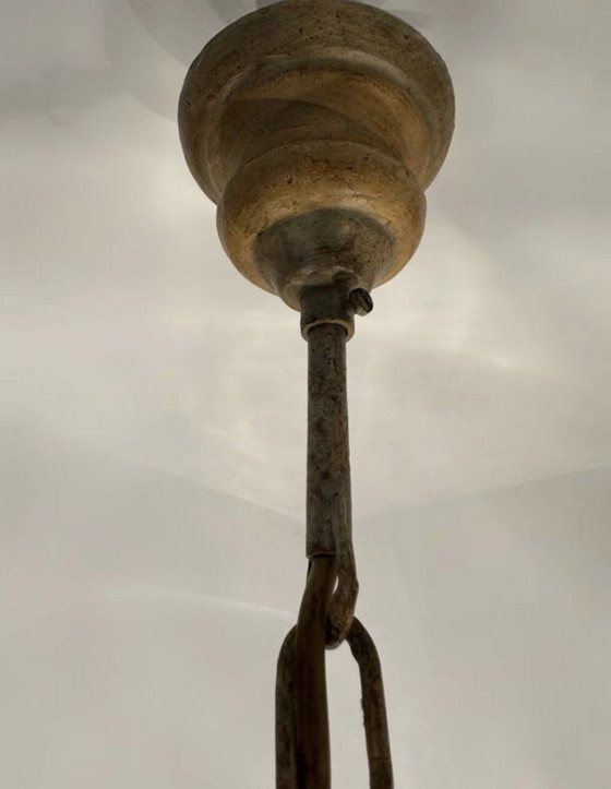 Image 1 of Kronleuchter aus geschnitztem Holz im Hollywood-Regency-Stil der 70er