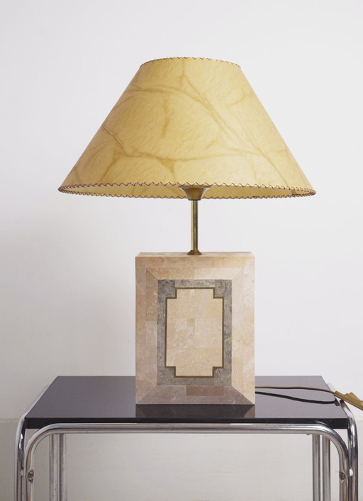 Vintage Marble Table Lamp Italian Art Deco Stone Lamp Geometric Marble Lighting Mid Century Modern Accent Lamp