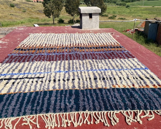 Image 1 of Large Vintage Moroccan Boujaad Rug 332x244 cm – Handmade Berber Wool Rug – Earth Tone Tribal Carpet – Boho Modern Statement Rug