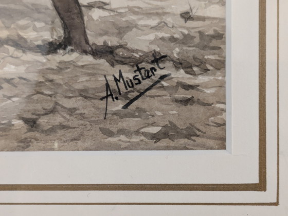 Image 1 of Aquarelle de Aad Mustert 50*45/29.5*23 cm (Art, Peinture)