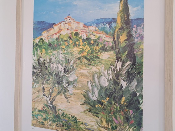 Image 1 of Marcel BELVISI - Sendero de un pequeño pueblo - Litografía enmarcada del artista