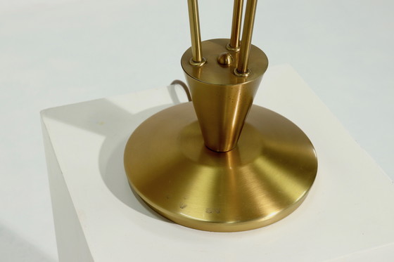 Image 1 of Tafellamp van geborsteld messing en glas, Duitsland, jaren 1970