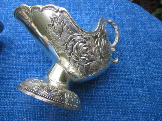 Image 1 of 2 Silver Plate Sugar Scuttles / Sugar Boats / Candy dishes, vintage