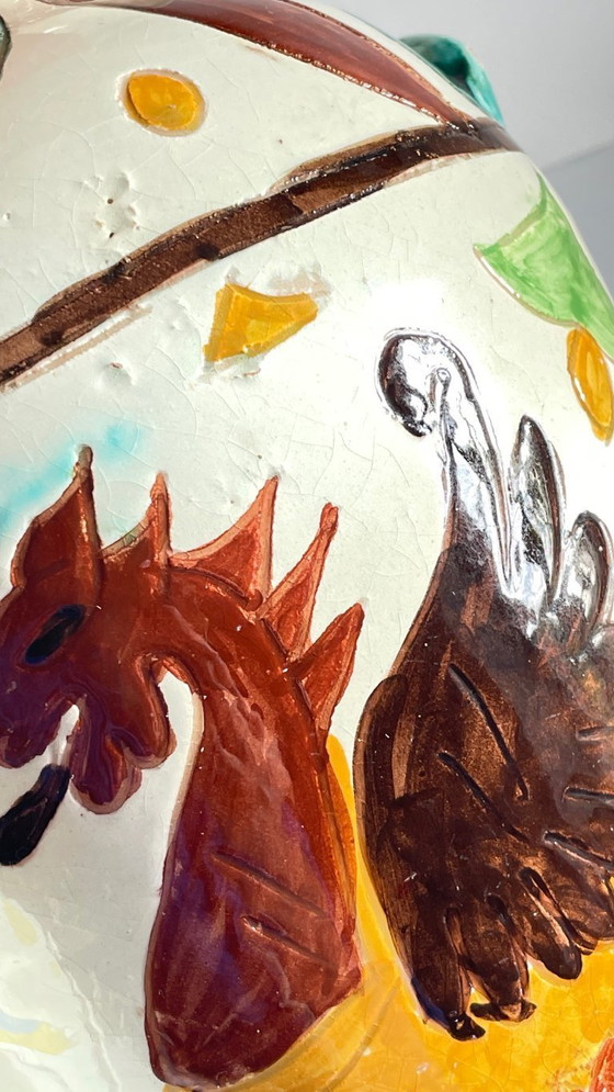 Image 1 of Vintage Italy VASES DRAGON Pattern