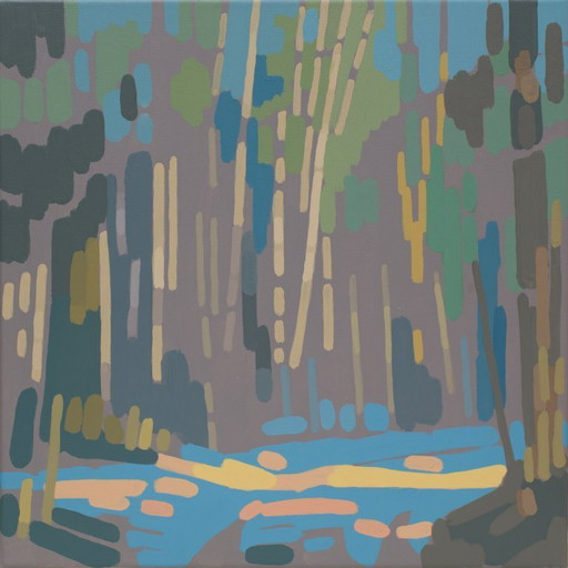 Painting of sun reflection, hand-painted unique piece, nature, landscape painting, acrylic painting 40x40cm