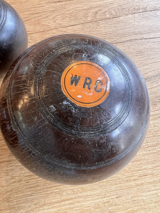 Image 1 of 3 bolas de bolos de madera de época