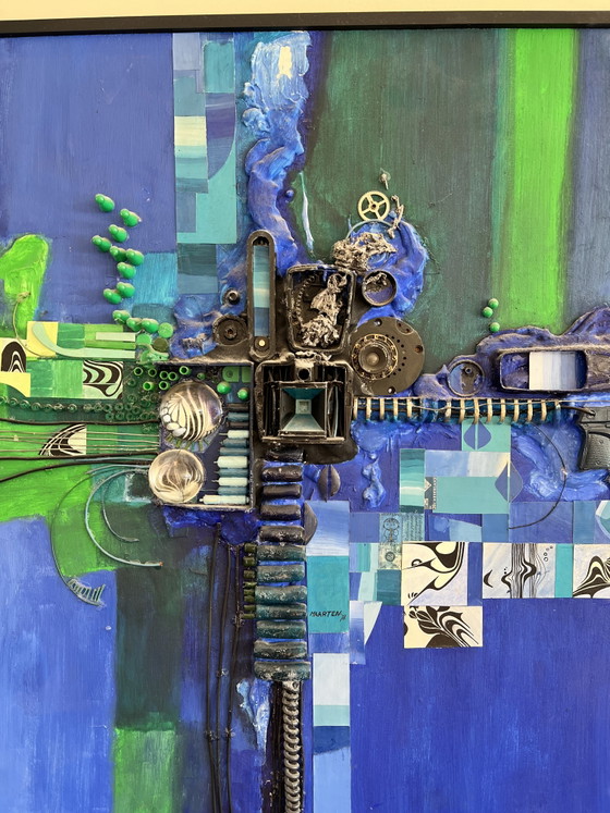 Image 1 of Opera d'arte tridimensionale unica, realizzata con tecniche miste. 83x175 cm