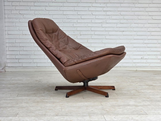 Fauteuil lounge pivotant réglable, design danois Madsen & Schubell, années 1970 – Leather, Metal (photo 3 of 19)