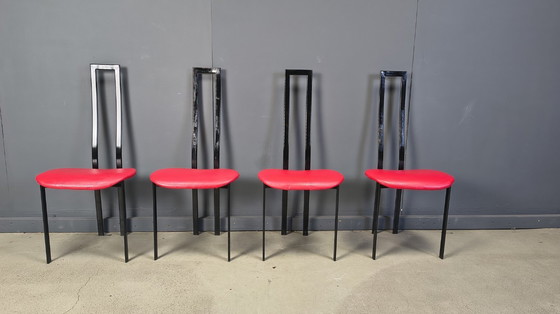 Image 1 of Vintage postmoderne eetkamerstoelen van Cattelan Italila