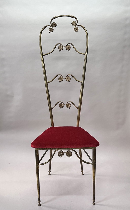 Chaise Chiavari avec dossier haut en laiton