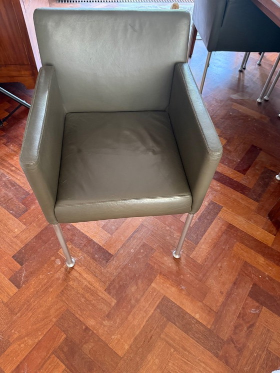 Vintage design leather dining chairs – Metal (photo 4 of 12)