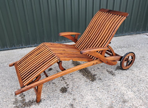 Barkers Traditionals teak lounger with mattress cushion brand Pandi