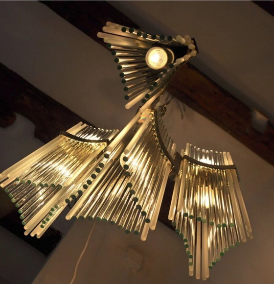 Image 1 of Gaetano Sciolari Rarissimo Lampadario Cascade  Hollywood Regency - 7 luce -  Vintage anni '70