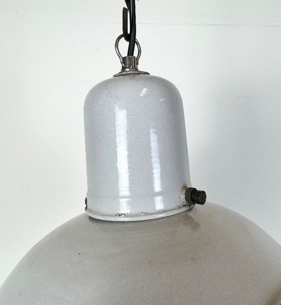 Image 1 of Suspension industrielle en émail gris, années 1960