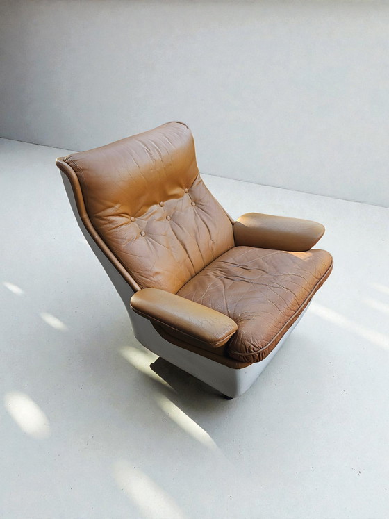 Image 1 of Set di 2 poltrone di design in pelle, poltrona lounge Airborne Orchid, anni '60