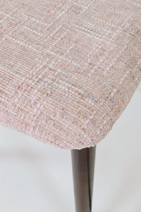 Image 1 of Subltle pink Lot de 6 chaises de salle à manger design scandinave, bois couleur noyer foncé