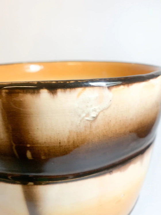 Vaso cachepot in ceramica arancione e verde di Galvani Pordenone, anni '60 – Vasi (photo 2 of 8)