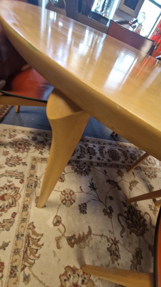Vintage Cassina Eettafelset Met 6 Stoelen – Eetkamerset, Wood, Leather (photo 3 of 8)