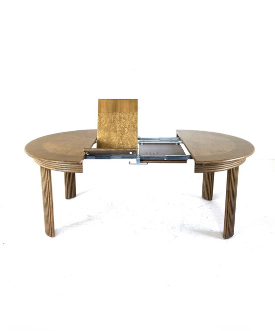 Image 1 of Vintage wortenoten verlengbare eettafel, Italië ‘70