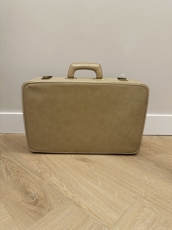 Image 1 of Vintage travelcase beige with red upholstery 