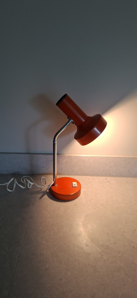 Vintage Massive Desk Lamp 1970s – Orange Space Age – Table lamps, Metal (photo 7 of 10)