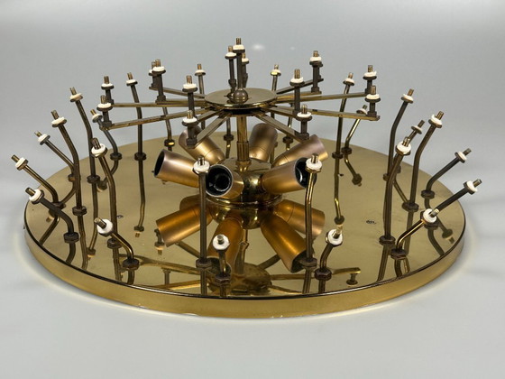 Image 1 of Lampada da soffitto Plafoniere anni '60-'70 Ernst Palme in ottone e vetro Germania
