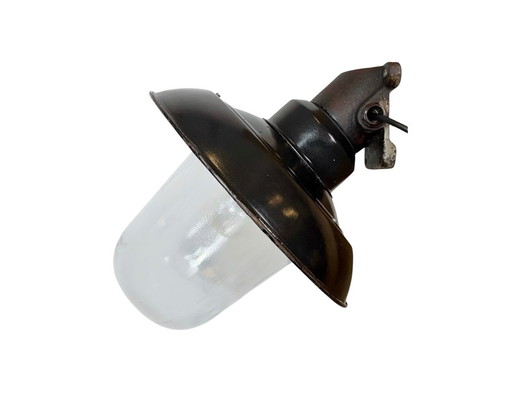 Vintage Industriële Zwart Emaille en Gietijzeren Wandlamp, jaren 60