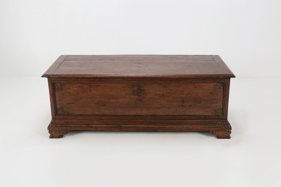 Image 1 of Large 18th Century Carved Oak Chest Linen Trunk, France