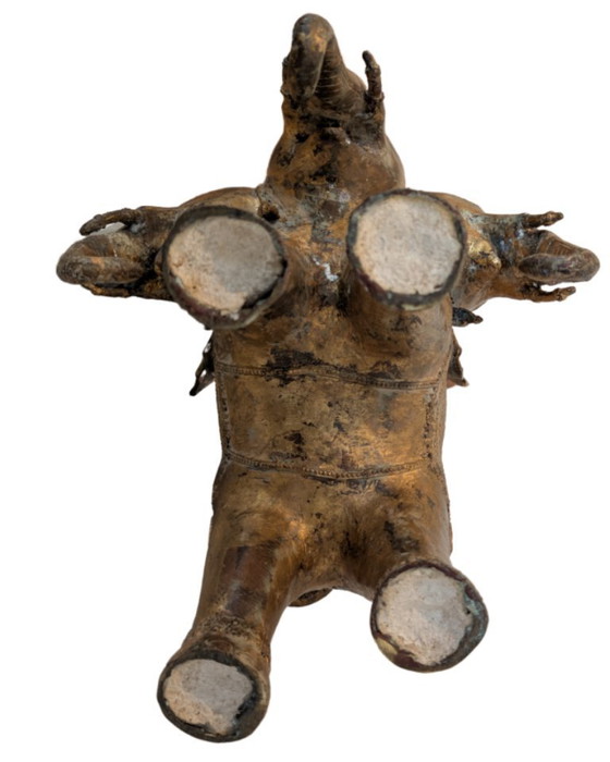 Image 1 of Raro Newar Ganesha del XVII/XVIII secolo su Airavata – Dorato a fuoco – 49 cm