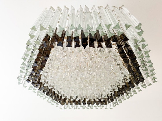 Image 1 of Weelderige kroonluchter van Paolo Venini voor Vivarini, Muranoglas/Prismaglas, Italië, jaren 70, op maat gemaakt