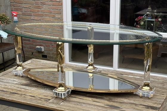 Image 1 of Tavolino da caffè Hollywood Regency | Italiano, dorato e a specchio | ca. 1975)