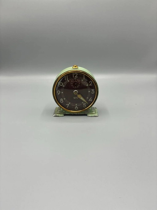 SMI Mechanical Alarm Clock - Celadon Green - Art Deco Base - Functional – klokken, Brass (photo 2 of 4)
