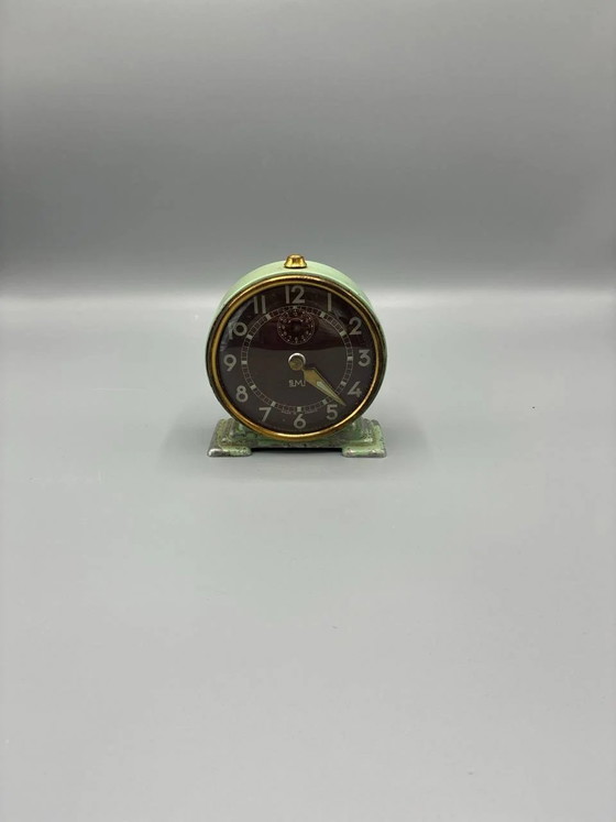 SMI Mechanical Alarm Clock - Celadon Green - Art Deco Base - Functional – Brass (photo 2 of 4)