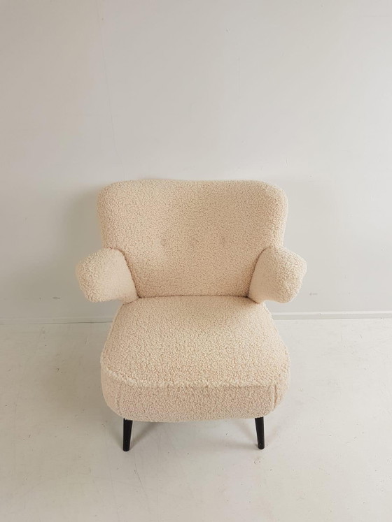Vintage Cocktailstoeltje Fauteuiltje Teddy Nieuw Gestoffeerd – Wood, Textile (photo 8 of 10)