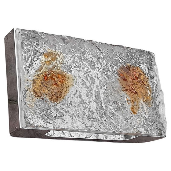Image 1 of Venini Italy Wandleuchte „Stone“, Design aus den 70er Jahren, dickes Säureglas