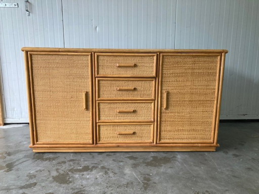 Aparador vintage de ratán estilo Roche Bobois
