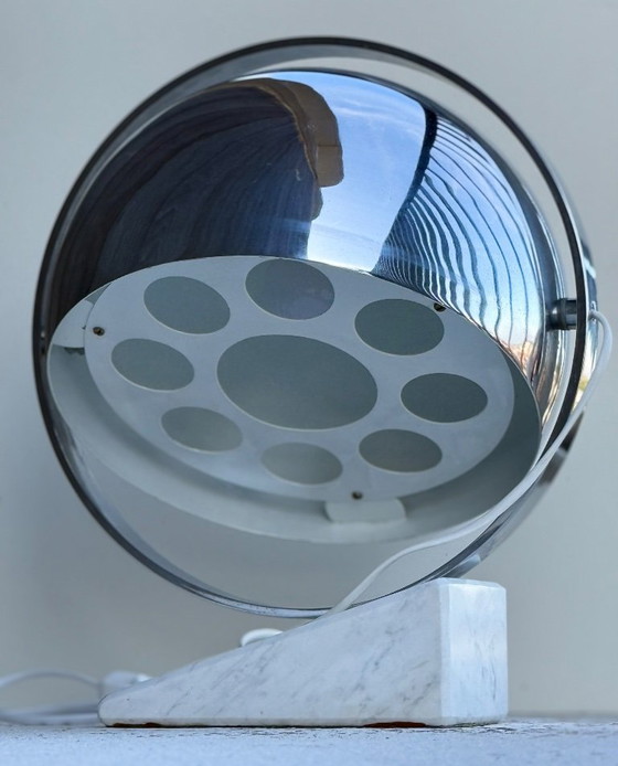 Image 1 of Vintage Space Age table lamp with marble base and swivel chrome metal shade