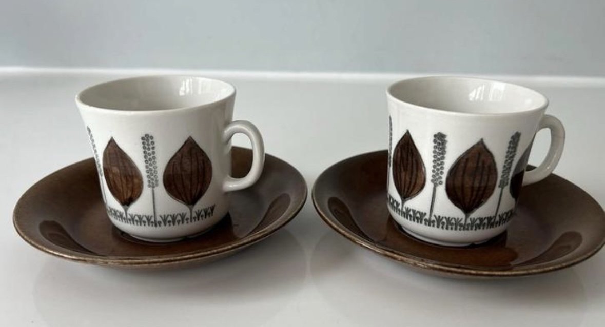 5x Upsala Ekeby Gefle Groblad cup and saucer vintage rare