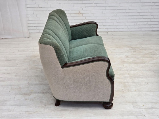 Dänisches 3-Sitzer-Sofa aus den 1960er Jahren, Möbelwolle, Eichenholz. – 3-5 Sitzer Sofas, Wood, Wool (photo 8 of 17)
