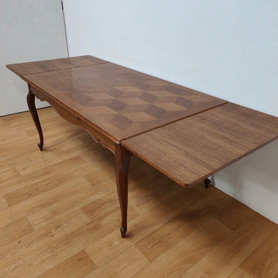 Image 1 of Vintage landelijke eettafel eetkamertafel tafel hout uitschuifbaar