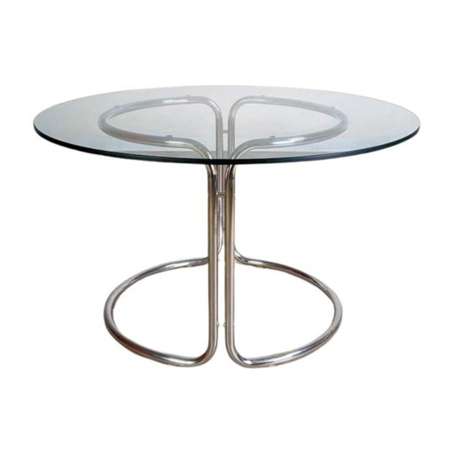 Original Midcentury dining table glass table chrome Space Age 1980